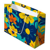 イグサカラフルス開花 – ドーパミンスタイル-レトロ花 ラージペーパーバッグ (正面アングル)