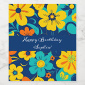 イグサカラフルス開花 – ドーパミンスタイル-レトロ花 ワインラベル (シングルラベル)