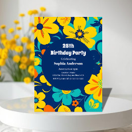 イグサカラフルス開花 – ドーパミンスタイル-レトロ花 招待状