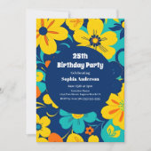 イグサカラフルス開花 – ドーパミンスタイル-レトロ花 招待状 (正面)