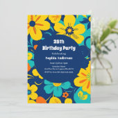 イグサカラフルス開花 – ドーパミンスタイル-レトロ花 招待状 (スタンド正面)