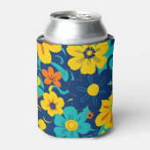 イグサカラフルス開花 – ドーパミンスタイル-レトロ花 缶クーラー (缶正面)