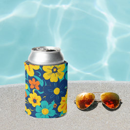 イグサカラフルス開花 – ドーパミンスタイル-レトロ花 缶クーラー