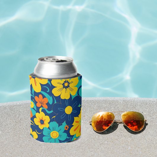 イグサカラフルス開花 – ドーパミンスタイル-レトロ花 缶クーラー