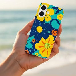 イグサカラフルス開花 – ドーパミンスタイル-レトロ花 iPhone 16ケース