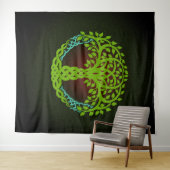 イグドラシルバイキングツリーオブライフエッダノルディックデザイン タペストリー (インサイチュ(横))