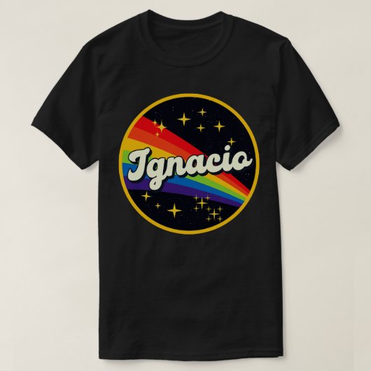 イグナシオレインボーイン宇宙ヴィンテージスタイル Tシャツ (デザイン正面)