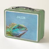 イグパーソナライズされたアカラフルナ爬虫類 メタルランチボックス (裏面)
