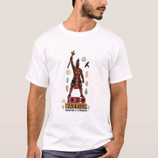 イグボの戦士の伝統と力のデザイン Tシャツ (正面)