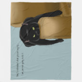 イケてない黒猫 楽しい疲れたユーモア 青 フリースブランケット (正面)