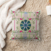 イケアが格子状のピンク枕を投げる クッション (ブランケット)