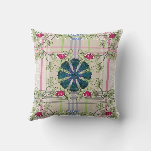 イケアが格子状のピンク枕を投げる クッション (裏面)