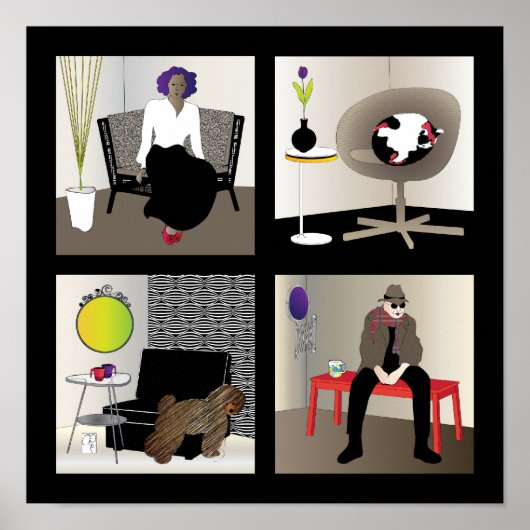 イケアインテリアポスター – 黒縁ど ポスター (正面)