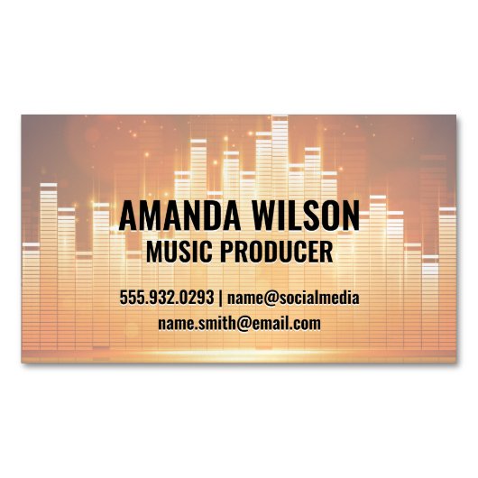 イコライザのライトの背景 マグネット名刺 (正面)