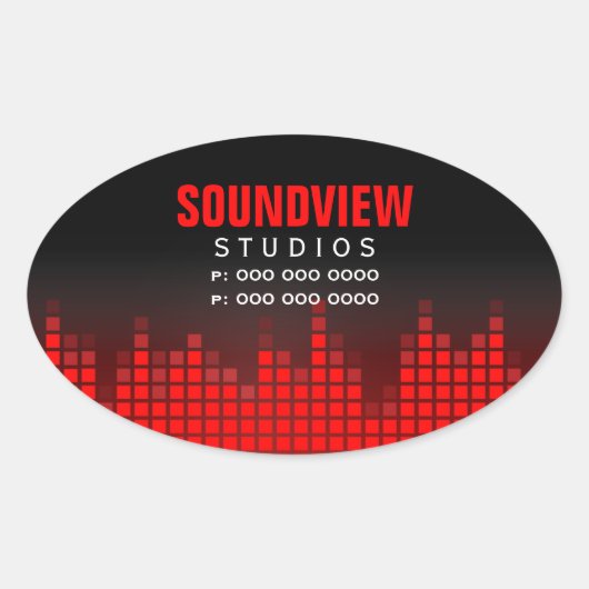 イコライザレッドサウンドバープロモーションステッカー 楕円形シール (正面)