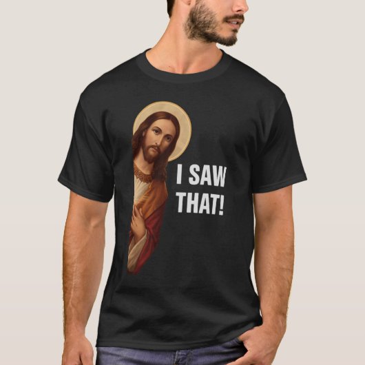 イサオタ、イエス様が見てる、イサオタ イエス様 ミーム Tシャツ (正面)
