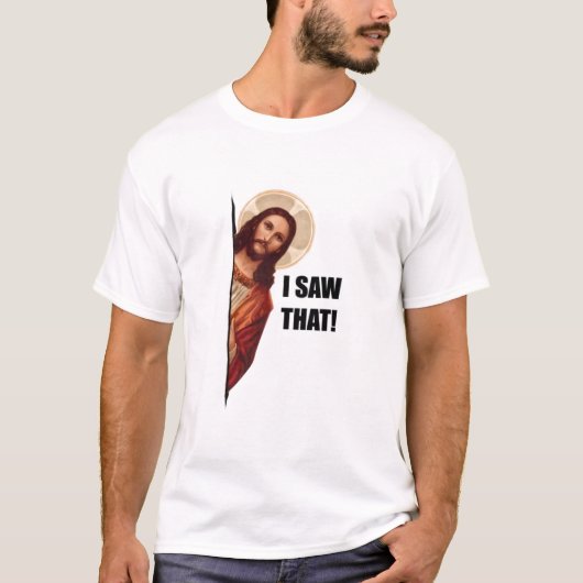 イサオ、イエス様が見てる、イサオ イエス様 ミーム Tシャツ (正面)