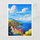 イサカギリシャヴィンテージ旅行イラストレーション ポストカード (正面)