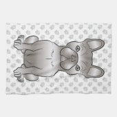 イサベラフランスのブルドッグ/フランスかわいい犬と肉球 キッチンタオル (横)