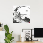 イザナミ・イザナギ白黒槍 ポスター (ホームオフィス)