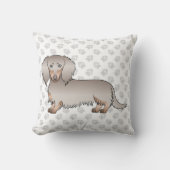 イザベラとタンロングヘアダッシュンドドッグ&ポーズ クッション (正面)