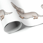 イザベラとタン長い髪ダックスシャンドドッグパターン ラッピングペーパー (ロールコーナー)