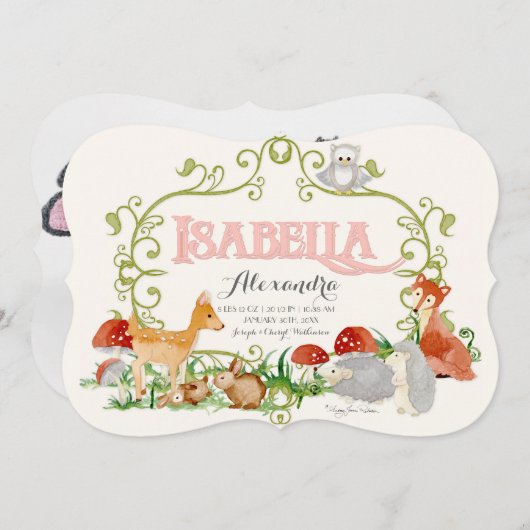 イザベラの上100のベビーの一流の女の子の誕生の発表 案内状 (正面/裏面)