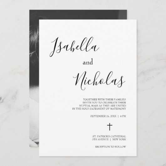 イザベラシンプルモダン脚本教結婚書室 招待状 (正面/裏面)