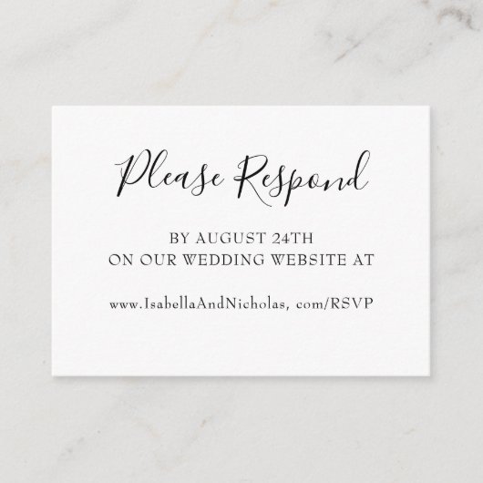 イザベラシンプル書道モダンウェブサイトRSVP エンクロージャーカード (正面)