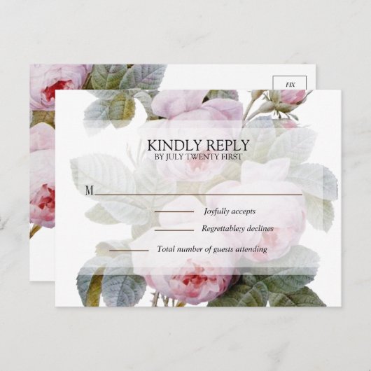 イザベラ2世、フランス ヴィンテージ ローズ RSVP ポストカード (正面/裏面)