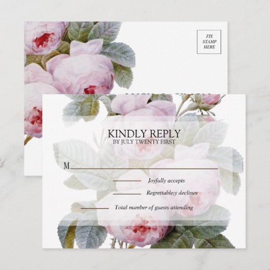 イザベラ2世 フレンチ ヴィンテージ ローズ RSVP ポストカード (正面/裏面)