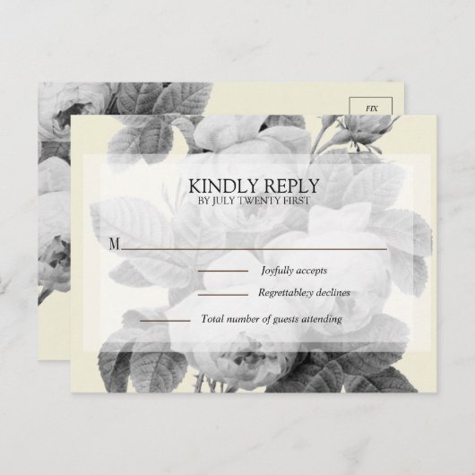 イザベラ モノクローム ヴィンテージ ローズ RSVP ポストカード (正面/裏面)