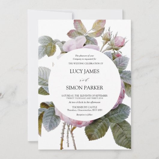 イザベラII エレガント ヴィンテージ フラワー ローズ 招待状 (正面)