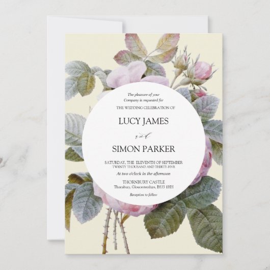 イザベラII、ヴィンテージエレガントフローラバラ 招待状 (正面)