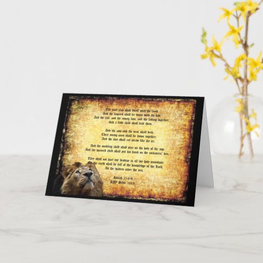 イザヤ書のあるライオン、パックスクリストス11:6-9 カード (黄色い花)