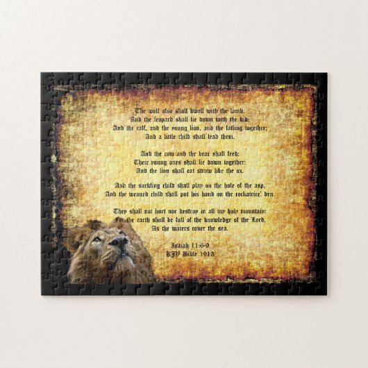 イザヤ書のあるライオン、パックスクリストス11:6-9 ジグソーパズル (横)