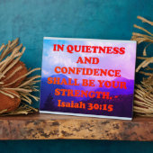 イザヤ書第30章15節からの聖書の詩。 フォトプラーク (側面)