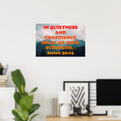 イザヤ書第30章15節からの聖書の詩。 ポスター (ホームオフィス)