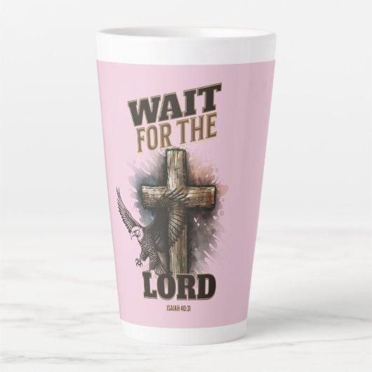 イザヤ書第40章31節を待つ カフェラテマグ (正面)