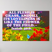 イザヤ書第40章6節からの聖書の詩。 ポスター (正面)