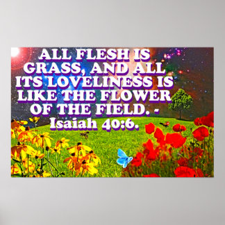 イザヤ書第40章6節からの聖書の詩。 ポスター