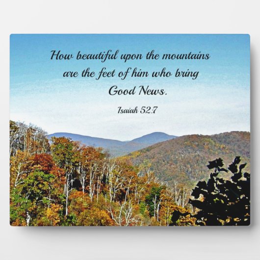 イザヤ書第52章7節は山の上で美しく….. フォトプラーク (正面)
