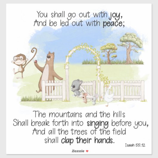 イザヤ書第55章12節を喜んで出かけよう シール (シート)