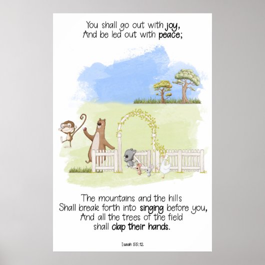 イザヤ書第55章12節を喜んで出かけよう ポスター (正面)