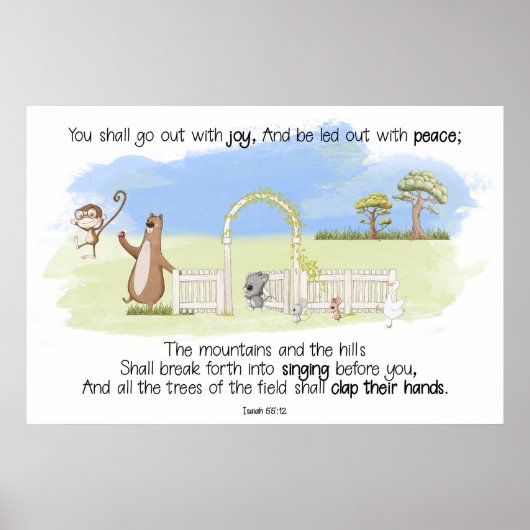 イザヤ書第55章12節を喜んで出かけよう ポスター (正面)