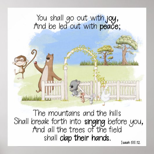 イザヤ書第55章12節を喜んで出かけよう ポスター (正面)