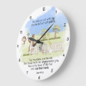 イザヤ書第55章12節を喜んで出かけよう ラージ壁時計 (傾斜)