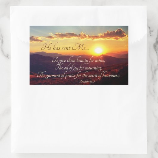 イザヤ書第61章3節の嘆きの喜びの油 長方形シール (バッグ)