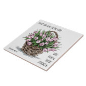 イザヤ書40章31節の詩と描かれた花 タイル (側面)