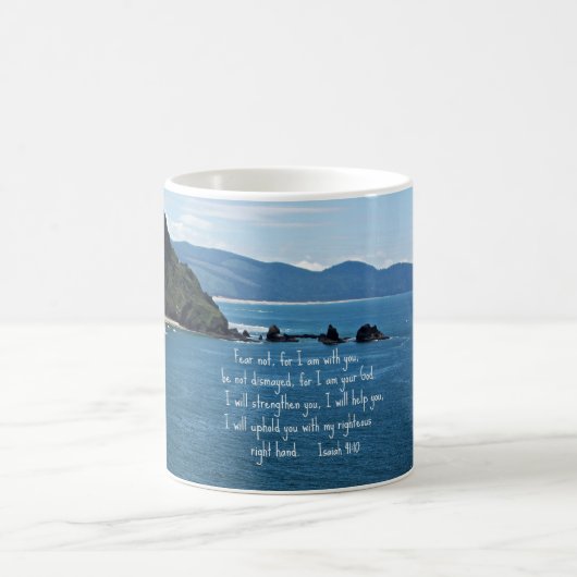 イザヤ書41:10わたしはあなたがたと共にいない恐れ。 コーヒーマグカップ (中央)